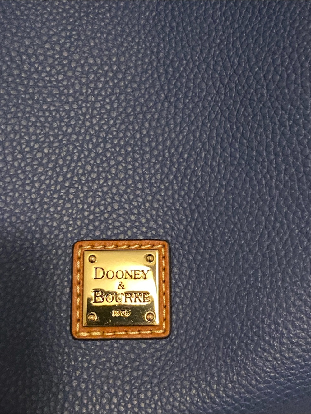 Dooney & Bourke Blue Pebbled Leather Hobo with Tan Trim and Tassel - Picture 3 of 11